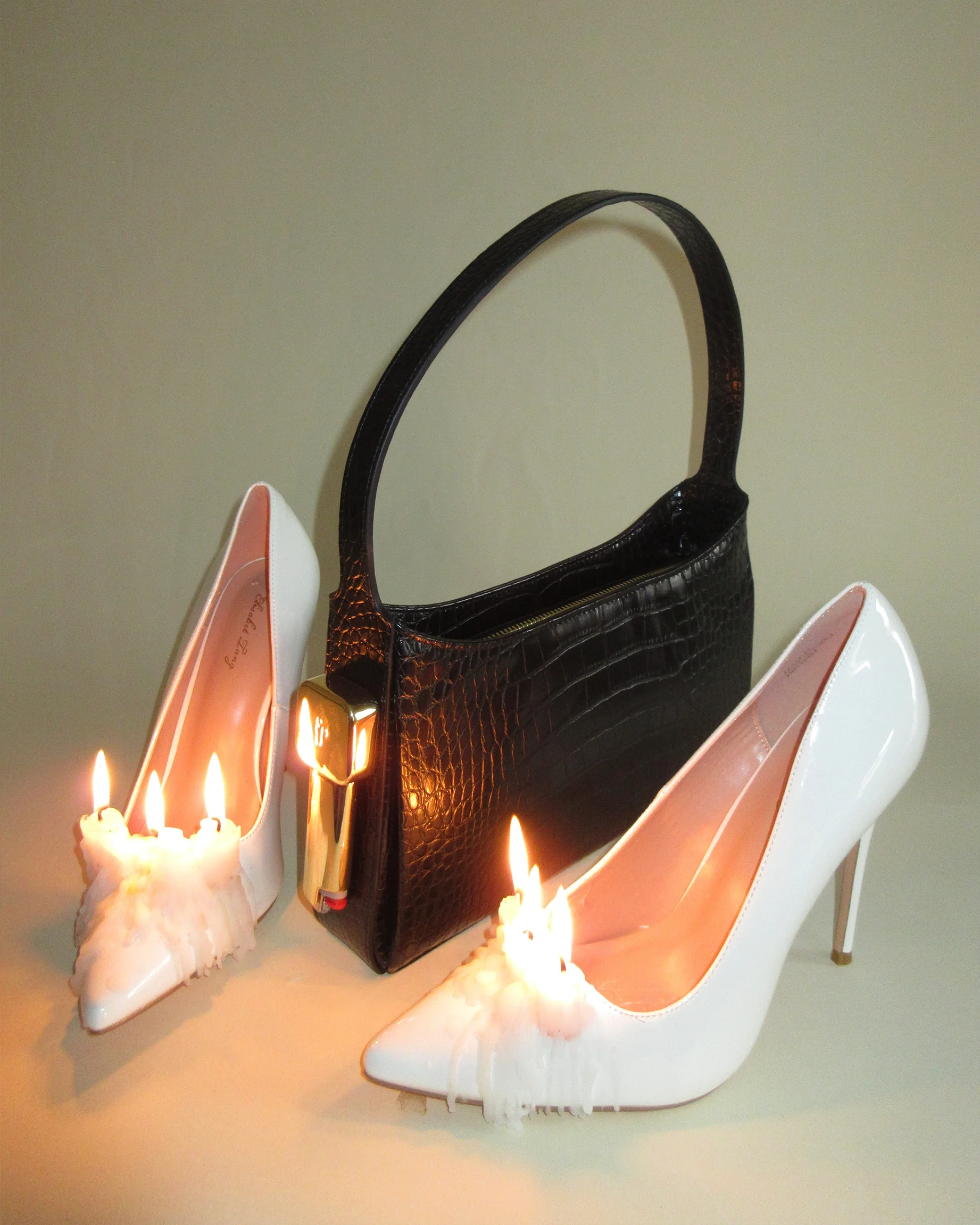 Burn Shoulder Bag in Black Croc - Image 4