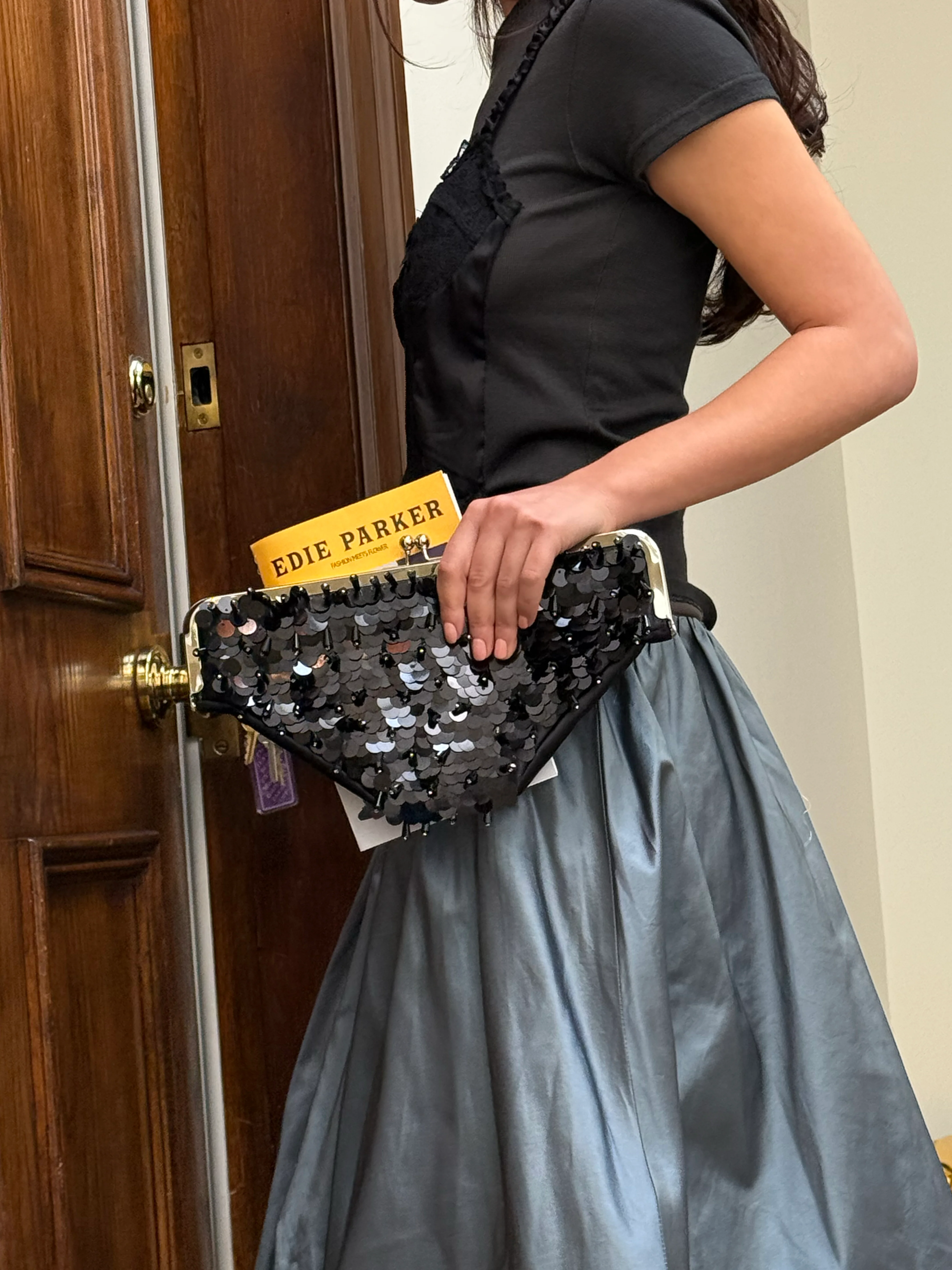 Undies Clutch in Black Sequins - Image 3